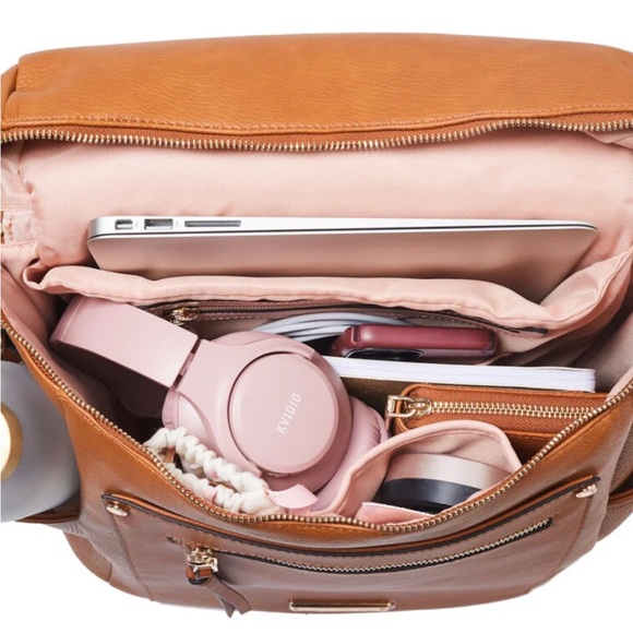 Poppy & Peonies Commuter Backpack - Cognac - Picture 3 of 6